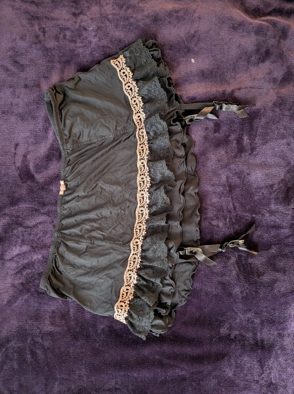 Felina Black Garter Belt with Pink Trim